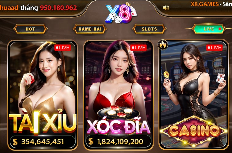 Các trò chơi live casino tại X8club